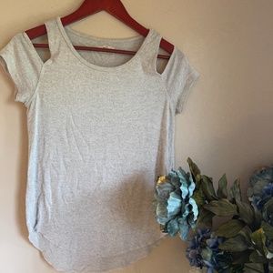 Beige Hollister cold shoulder top